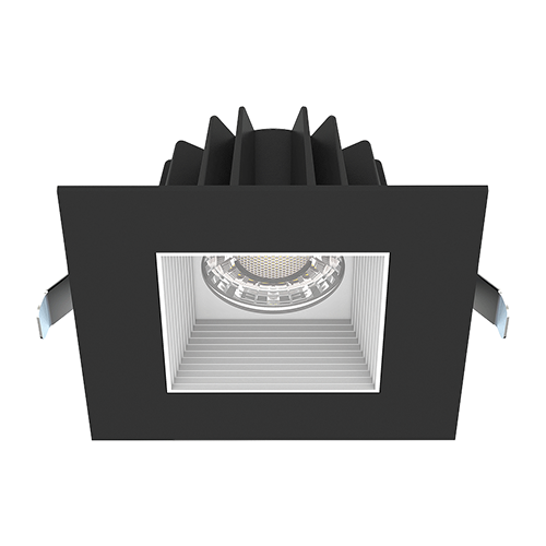 Lotus JXL-COB04-S15W-5CCT-BK-4SR-BF-WH, 4" Square Recessed Economy LED 15W, 120VAC, 5CCT, 1130-1350 Lumens, Black Reflector, Baffle White Trim, Dimmable, 36° Beam Angle