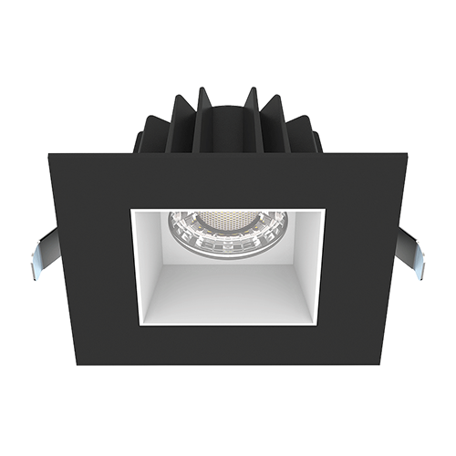 Lotus JXL-COB04-S15W-5CCT-BK-4SR-SM-WH, 4" Square Recessed Economy LED 15W, 120VAC, 5CCT, 1130-1350 Lumens, Black Reflector, Smooth White Trim, Dimmable, 36° Beam Angle
