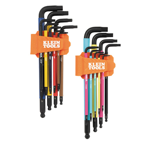 Klein Tools BLS18, Color Coded Hex Key Set, SAE and Metric, 18-Piece