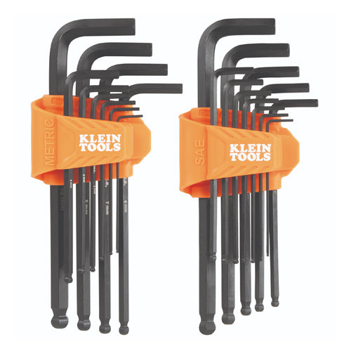Klein Tools BLS22, Long Ball End Hex Key Set, SAE and Metric, 22-Piece
