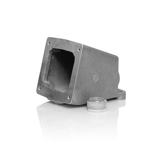 Leviton BX230-M, Metallic 15° Angle Back Box for 20 Amp and 30 Amp Pin & Sleeve Inlets and Receptacles, Die Cast Aluminum, 1‘’ NPT, Reducer Included