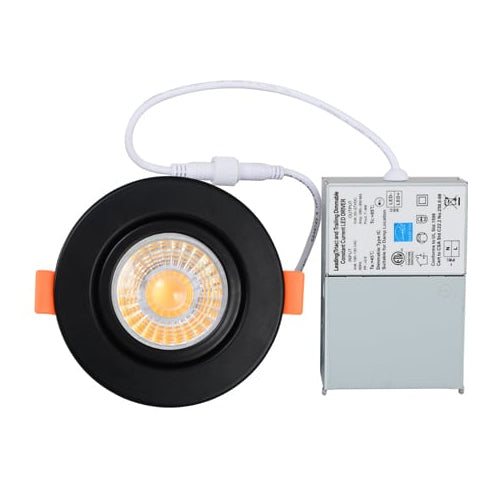 Votatec C3205-5way/BK, 3" LED Round Gimbal Downlight, 5Way CCT Adjustable, 7W, 560 Lumens, 2700/3000/3500/4000/5000K, 120V, Dimmable, Black