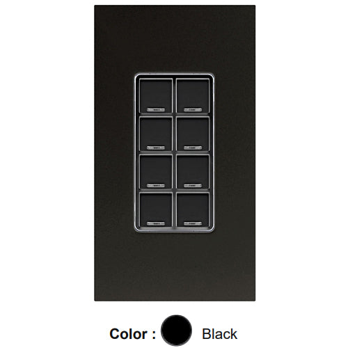 Leviton CKDNK-80E, 8 Button Color Change Kit, For GreenMAX DRC Wireless Room Controller, Black