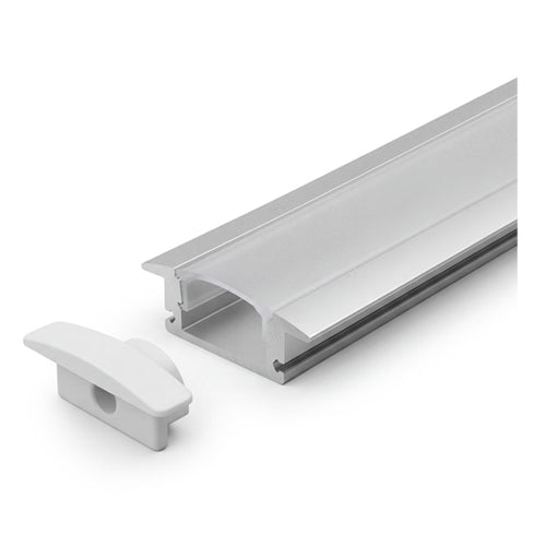Canolight CL-ALU-508-SL-8FT, Recessed Aluminum Profile 508 with 2 End Caps 3 Clips & PC Cover 8ft Silver