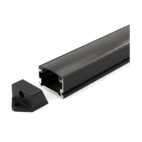Canolight CL-ALU-510-BL-8FT, Surface Mounted/Recessed Aluminum Profile 510 with 2 Endcaps & White PC Cover 8ft Black