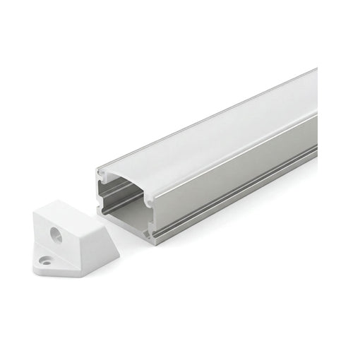 Canolight CL-ALU-510-SL-8FT, Surface Mounted/Recessed Aluminum Profile 510 with 2 Endcaps & PC Cover 8ft Silver