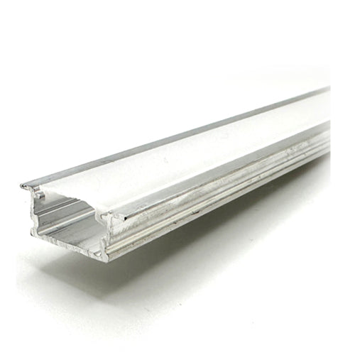 Canolight CL-Alu-510A-SL, Recessed Aluminum Profile 510A with 2 Endcaps & 3 Clips and PC Cover 10ft, Silver
