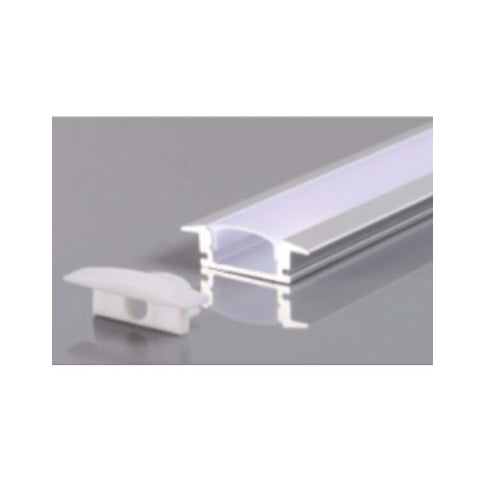 Canolight CL-Alu-508-SL, Recessed Aluminum Profile 508 with 2 ENDCAP 3 CLIPS & PC Cover 10ft Silver