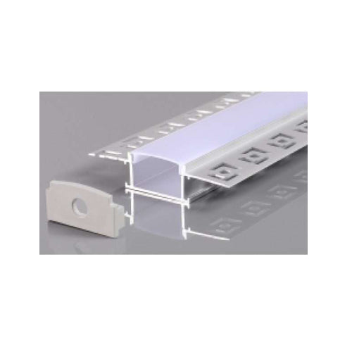 Canolight CL-Alu-6114-SL, Trimless Recessed After Drywall Aluminum Profile 6114 with 2 Endcaps & PC Cover 10ft Silver