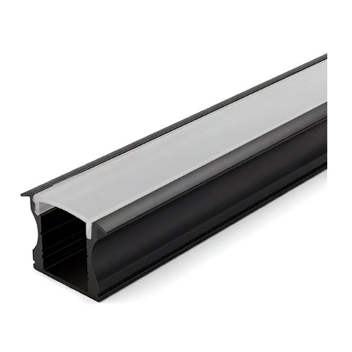 Canolight CL-Alu-613B-BL, Recessed Aluminum Profile 613B with White PC Cover 10ft Black