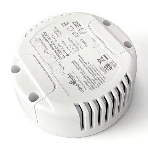 Canolight CL-DDR-CV-60W-24V-DIM, Class 2 Constant Voltage Disk LED Driver, 60W,  Input 90-130VAC, Output 24VDC, Triac Dimmable, IP20