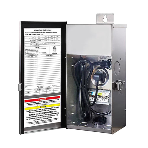 Canolight CL-ODR-CV-300W-PRO, LED Outdoor Light Transformer, 300W, Input 120VAC, Output 12V/13V/14V/15V AC Single Channel, 304 Stainless Steel Housing, Brass Core