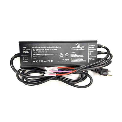 Canolight CL-ODR2-CV-192W-24V-DIM, Class 2 Outdoor 5-in-1 Dimming Constant Voltage LED Driver, 192W, Input 100-277 VAC, Output 24 VDC, IP 68