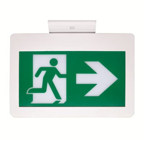 ABB Lumacell CM-PS-ACDC-L, Universal Face Plastic Pictogram Exit Sign, Universal Mounting, Input 120-347VAC or 6-24VDC, No Battery Backup, White