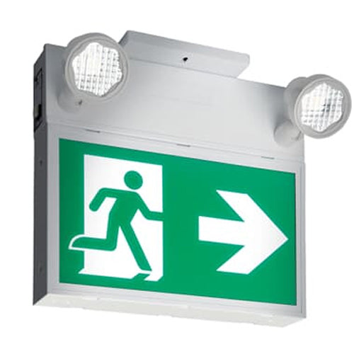 ABB Lumacell CM-SC-L, Steel Pictogram Combination Unit, 6VDC 36W,  (2) x 2W LED Heads, 120-347Vac Input,  White