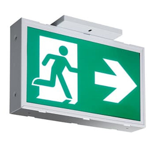 ABB Lumacell CM-SS-ACDC-L, Universal Single and Double Face Steel Pictogram Sign, Universal Mount, Input 120-347VAC or 6-24VDC, No Internal Battery Backup, White