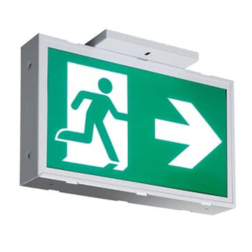 ABB Lumacell CM-SS-SP-L, Universal Single and Double Face Steel Pictogram Sign, Universal Mount, Input 120-347VAC, Self Powered Battery Time 120 Minutes, White