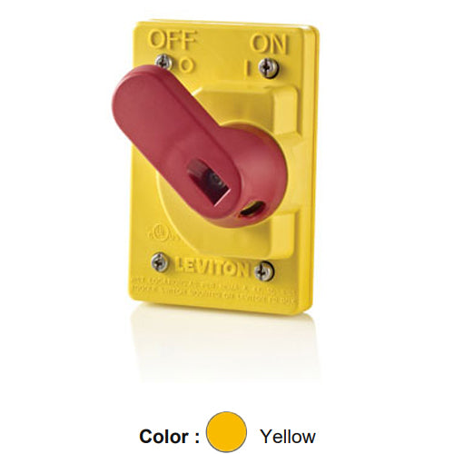 Leviton COVER-S, Wetguard Watertight Single-Gang Toggle Switch Cover and Gasket, For use with All 15A-40A Toggle Switches including Manual Motor Starters, Yellow