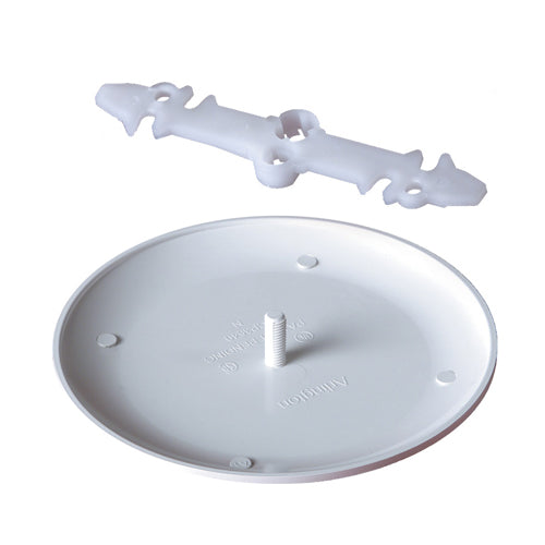 Arlington CP3540, 3-1/2” and 4” Ceiling Box Cover, Dome Style, Screws not Shown on the Ceiling, White Plastic, Paintable