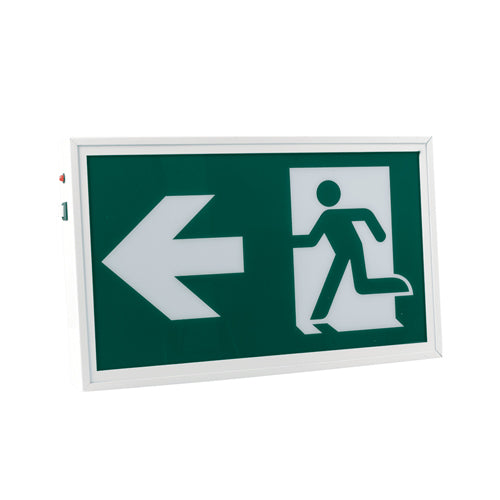 Votatec CR-7106, 4W Steel Running Man Sign, 120-347VAC, 6500K Daylight, 20 Lumens, Ni-cd Battery, Backup Time 120 minutes, White