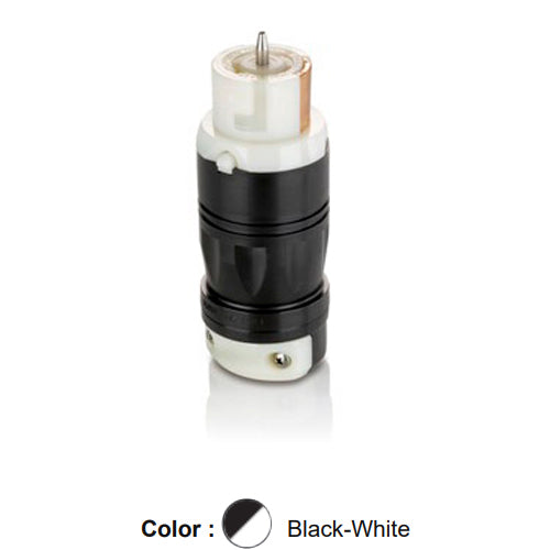 Leviton CS8164C, Black & White Locking Connector, Industrial Grade, 3-Phase, 50 Amp, 480V AC, Non-NEMA, 3-Pole, 4-Wire, Grounding, California Style(CS), Black/White