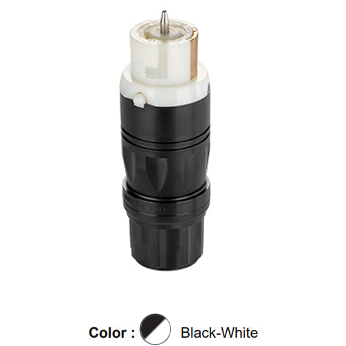 Leviton CS6364W, Black & White Locking Connector, Screwless Cable Clamp, Industrial Grade, 50 Amp, 125/250 AC, Non-NEMA, 3-Pole, 4-Wire, Grounding, California Style(CS), Black/White