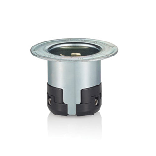 Leviton CS8175, Black & White Locking Flanged Inlet, Industrial Grade, 3-Phase, 50 Amp, 480V AC, Non-NEMA, 3-Pole, 4-Wire, Grounding, California Style(CS), Gray Metal
