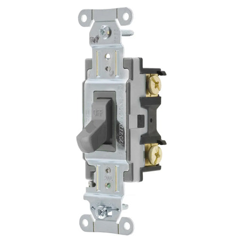 Hubbell CSB120GYLV, Heavy Duty Specification Grade Maintained Contact Toggle Switch, Single Pole, 5A 24V DC, Gray