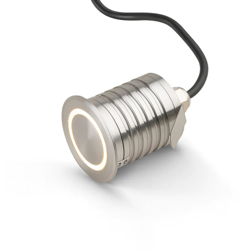 Almas Lighting DK-SS3W-505-3000K, ALMAS Barite D5 Deck Light, 3W, 195 Lumens, 3000K Warm White, 30° Beam Angle, Stainless Steel
