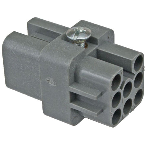 Techspan D07RC, D Series Multipole Connector, Crimp Contact Termination, Female Insert, 7 Poles+Ground, 10A/600V, A Size Enclosure, Straight Mounting