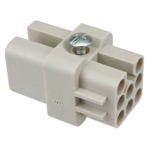 Techspan D08RC, D Series Multipole Connector, Crimp Contact Termination, Female Insert, 8 Poles+Ground, 10A 50VAC/120VDC, A Size Enclosure, Straight Mounting