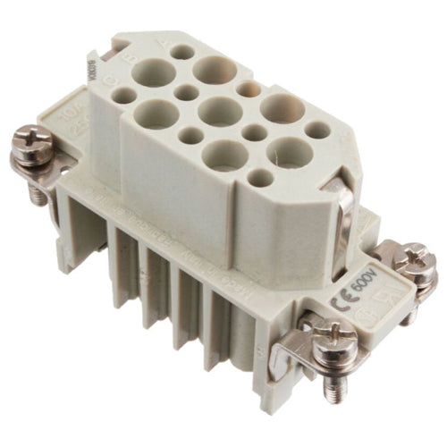 Techspan D15RC, D Series Multipole Connector, Crimp Contact Termination, Female Insert, 15 Poles+Ground, 10A/600V, D Size Enclosure, Straight Mounting