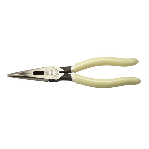 Klein Tools D203-8-GLW, Pliers, Needle Nose Side-Cutters, High-Visibility, 8-Inch