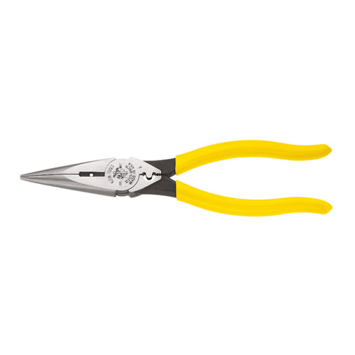 Klein Tools D203-8NCR, Pliers, Needle Nose Side Cutters with Stripping and Crimping, 8-Inch