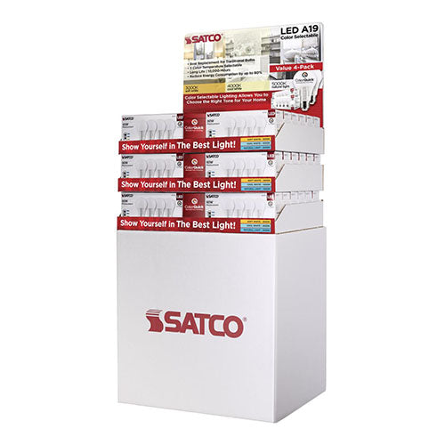 Satco D2114, A19 LED, 9W, 120V, 800 Lumens, 3000/4000/5000K CCT Selectable, Medium E26 Base, Containing 36-4 packs of S11775