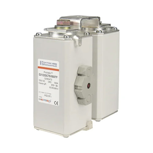 Mersen D2122GC75V630TF, Square Body High-Speed Fuse, Fast Acting, Size 2x122 gR, 750VDC, 630A, With Striker metric threads