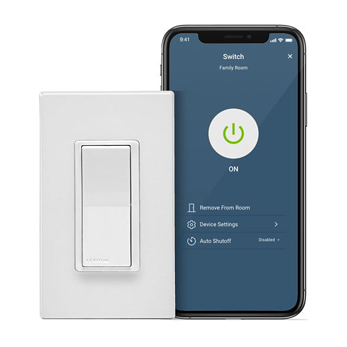 Leviton D215S-1BW, Decora Smart Wi-Fi (2nd Gen) Switch, Neutral Wire Required, 15A General Use, 1500W Incandescent/Halogen, 3/4 HP Motor