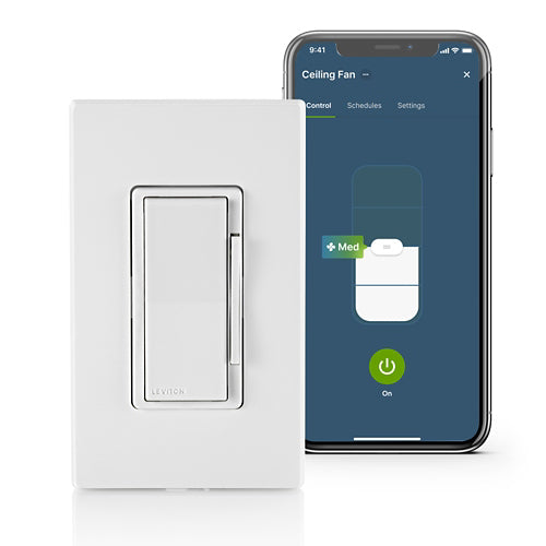 Leviton D24SF-1BW, Decora Smart Wi-Fi 4-Speed Fan Controller (2nd Gen), Neutral Wire Required, 1.5A  Fan Motor