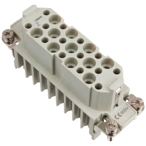Techspan D25RC, D Series Multipole Connector, Crimp Contact Termination, Female Insert, 25 Poles+Ground, 10A/600V, F Size Enclosure, Straight Mounting