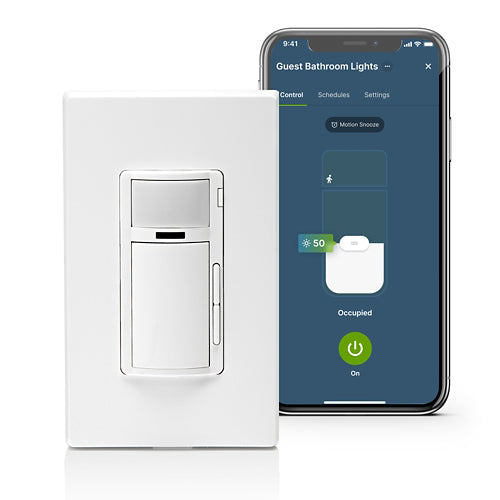 Leviton D2MSD-1BW, Decora Smart Wi-Fi Motion Sensing Dimmer (2nd Gen), Neutral Wire Required, 300W LED/CFL, 450W Incandescent/Halogen, 450VA MLV