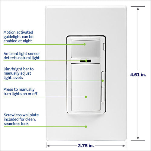 Leviton D2MSD-1BW, Decora Smart Wi-Fi Motion Sensing Dimmer (2nd Gen ...