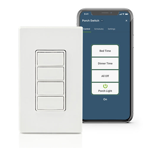 Leviton D2SCS-1BW, Decora Smart Wi-Fi Scene Controller Switch (2nd Gen), Neutral Wire Required, 15A General Use, 5A LED/CFL/Electronic Ballast, 1500W Incandescent/Haloge, 15A Magnetic Ballast, 3/4 HP Motor