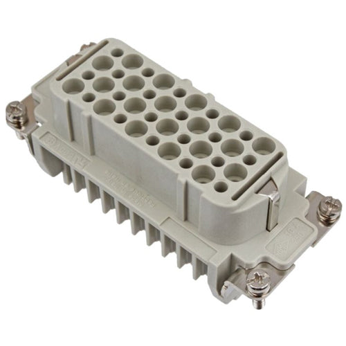 Techspan D40RC, D Series Multipole Connector, Crimp Contact Termination, Female Insert, 40 Poles+Ground, 10A/600V, H Size Enclosure, Straight Mounting