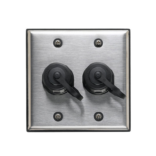 Leviton D670K-2S2, Duraport Industrial Outlet Kit, Dual Gang, 2-Port, Stainless Steel