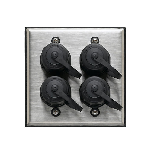 Leviton D670K-2S4, Duraport Industrial Outlet Kit, Dual Gang, 4-Port, Stainless Steel