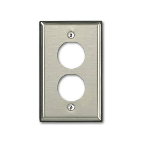 Leviton D6710-1S2, Duraport Industrial Wallplate, Stainless Steel, 2-Port, Single-Gang