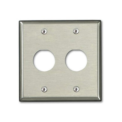 Leviton D6710-2S2, Duraport Industrial Wallplate, Stainless Steel, 2-Port, Dual-Gang