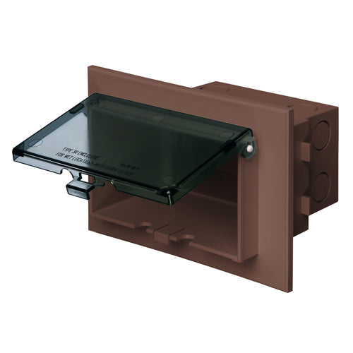 Arlington DBHB1BRCGC, Low Profile InBox for New Brick Construction, 1-Gang, Horizontal Mount, Brown Body with Cover Weatherproof Cover, Grounding Clip Included