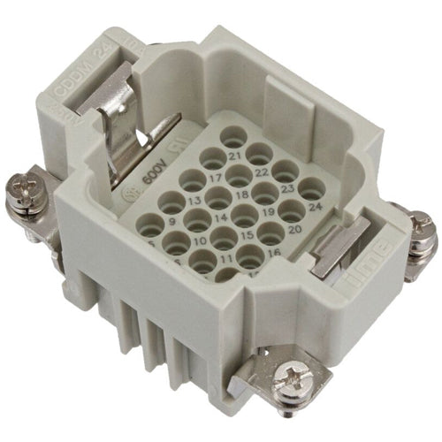 Techspan DD24PC, DD Series Multipole Connector, Crimp Contact Termination, Male Insert, 24 Poles+Ground, 10A/600V, C Size Enclosure, Straight Mounting