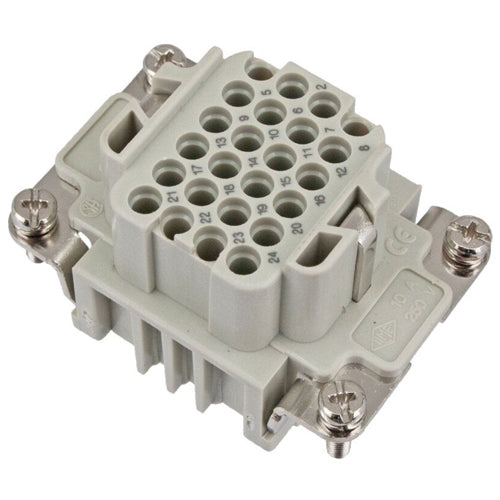 Techspan DD24RC, DD Series Multipole Connector, Crimp Contact Termination, Female Insert, 24 Poles+Ground, 10A/600V, C Size Enclosure, Straight Mounting